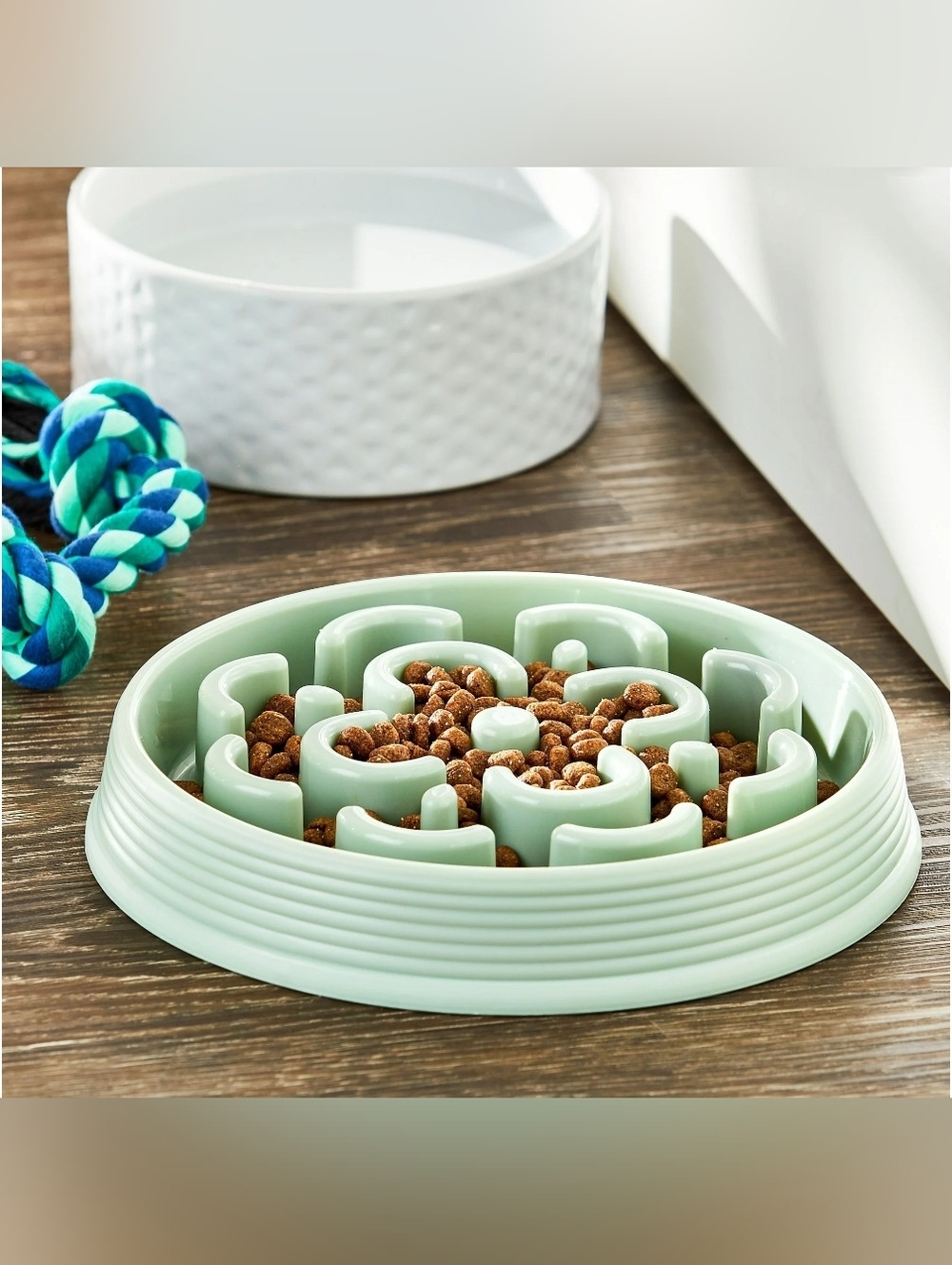 Vibrant Life Slow Chow Dog Bowl, Green Medallion